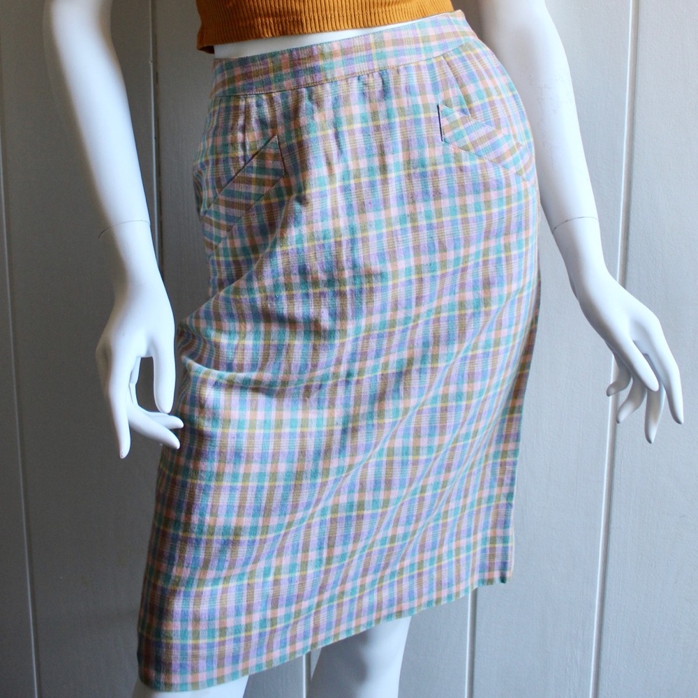 1980s Vintage Liz Claiborne Plaid Pencil Skirt